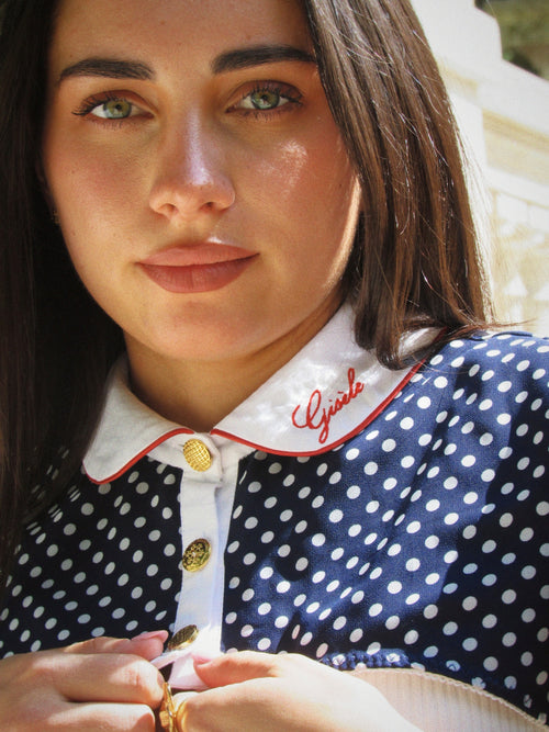 CHEMISE DEMY À POIS (marine/blanc)