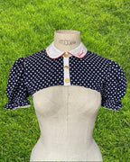 CHEMISE DEMY À POIS (marine/blanc)