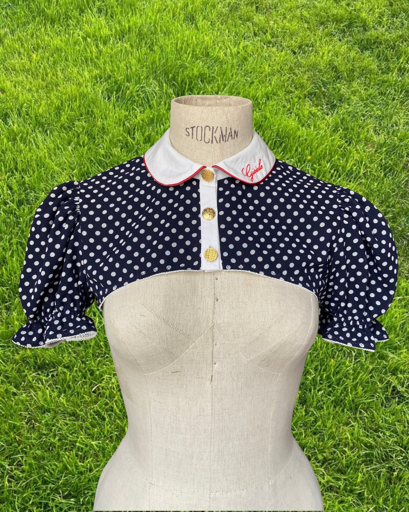 CHEMISE DEMY À POIS (marine/blanc)