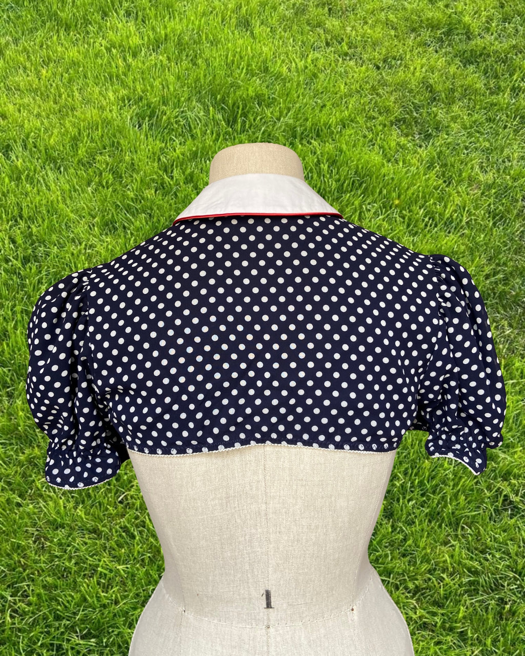 CHEMISE DEMY À POIS (marine/blanc)