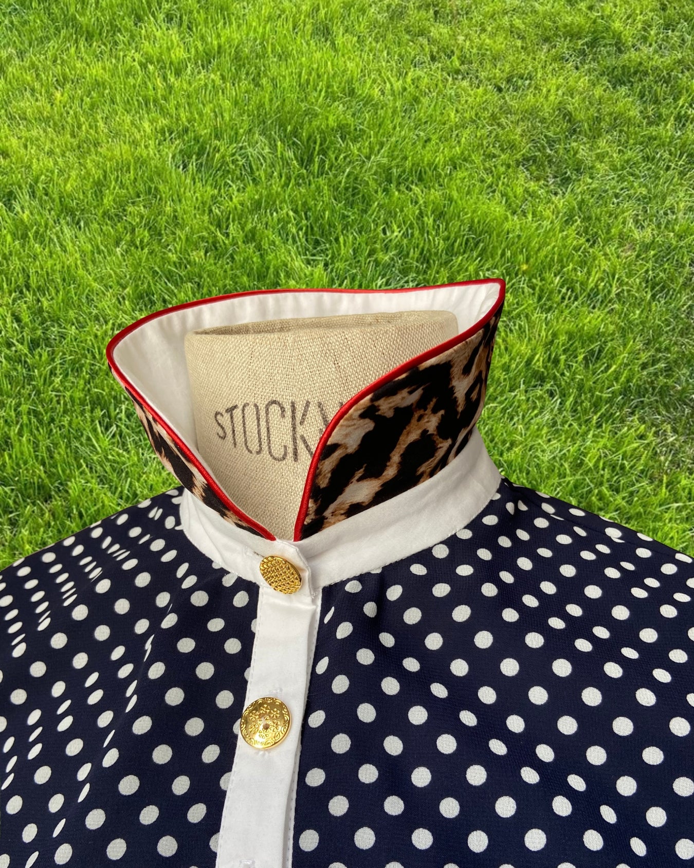 CHEMISE DEMY À POIS (marine/blanc)