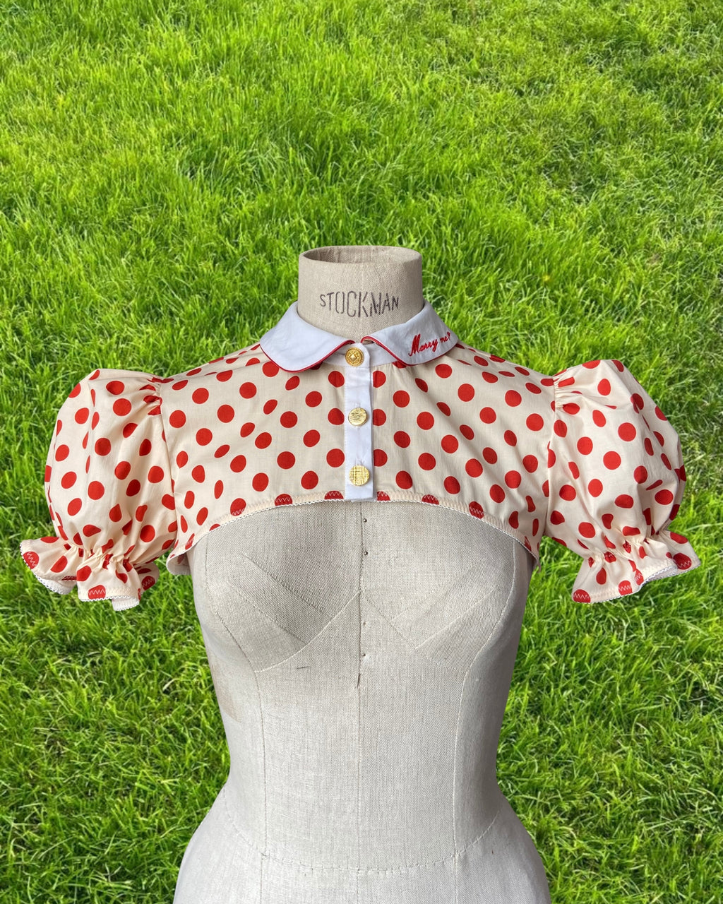 CHEMISE DEMY À POIS (crème/rouge)