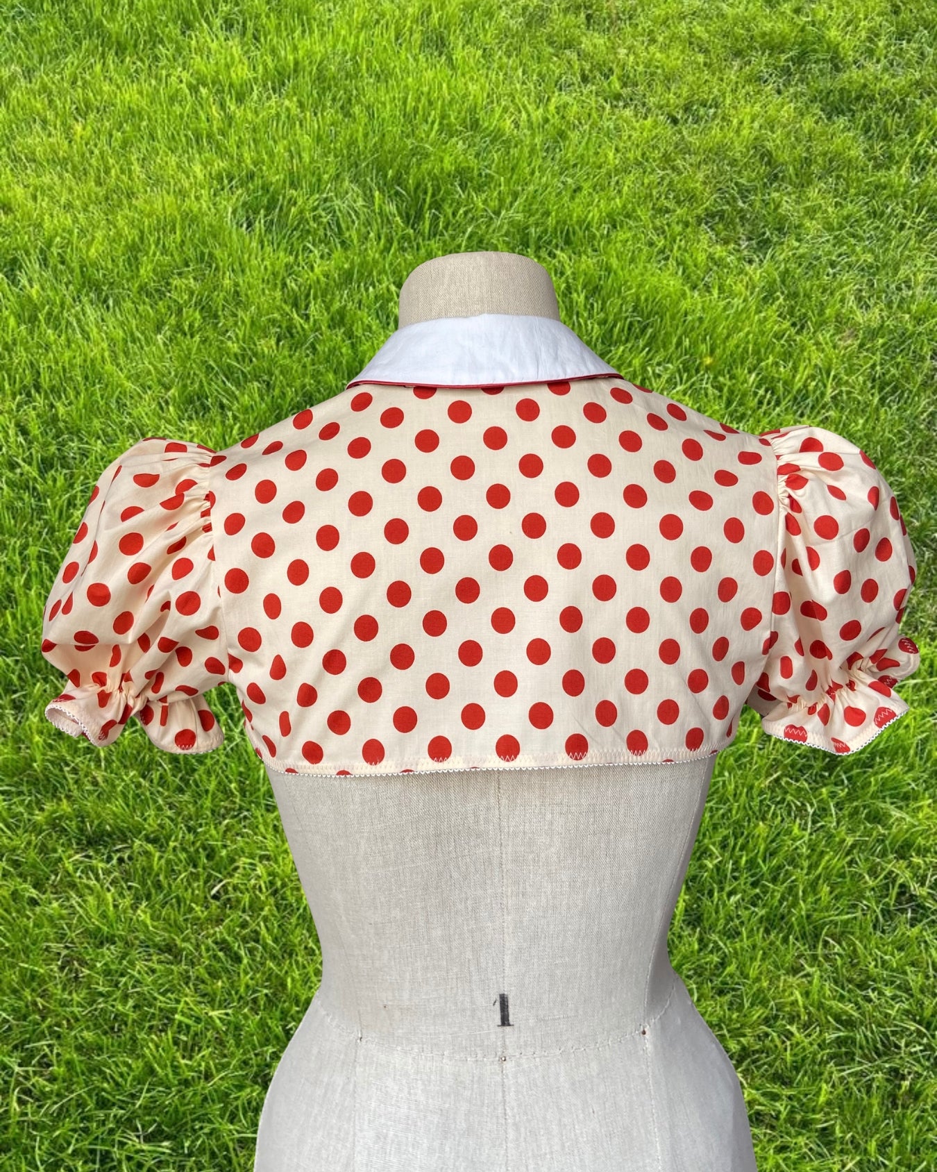 CHEMISE DEMY À POIS (crème/rouge)